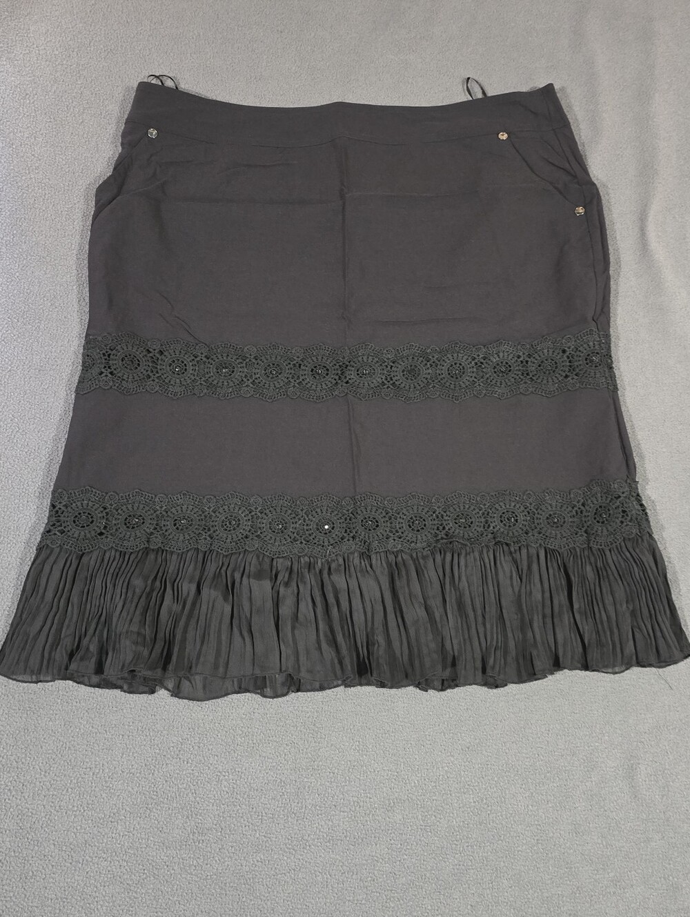 Busani Collection Stretchy Crochet  Pleated Ruffle Hem Relax Skirt Wome Size 46